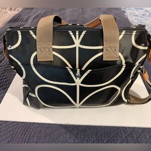 Oral Kiley coated cotton crossbody tote.